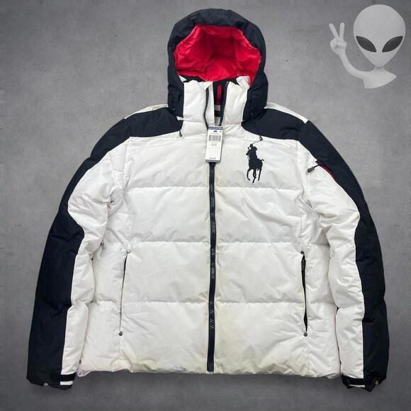 Ralph Lauren Other - Polo Ralph Lauren XL White Black Duck Down Puffer Ski Jacket Big Pony NWT